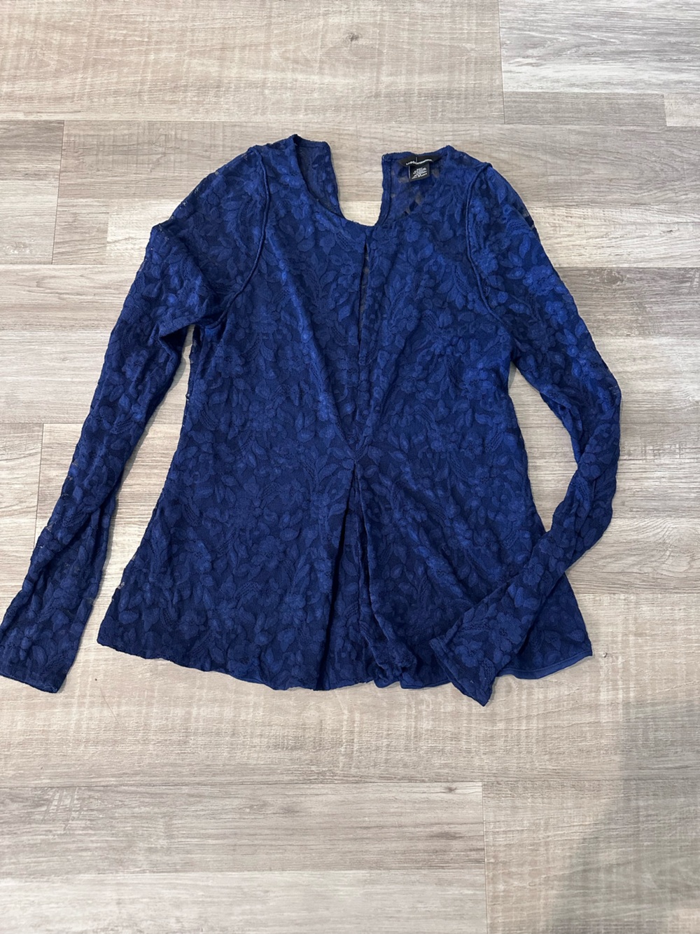 Moda International Navy Lace Long Sleeve Blouse